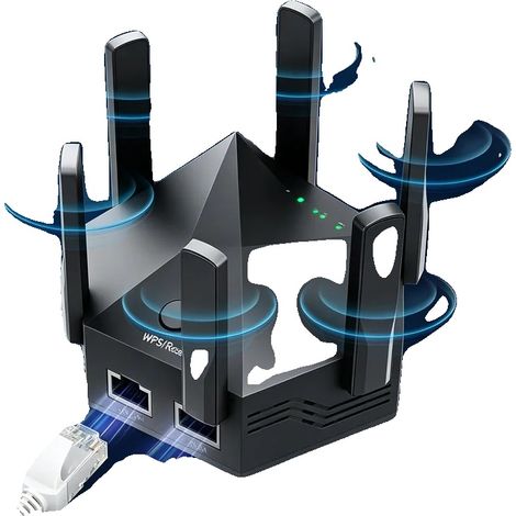 Ripetitore WiFi, alta velocità 1200 Mbps, 6 antenne, nero (1/5)