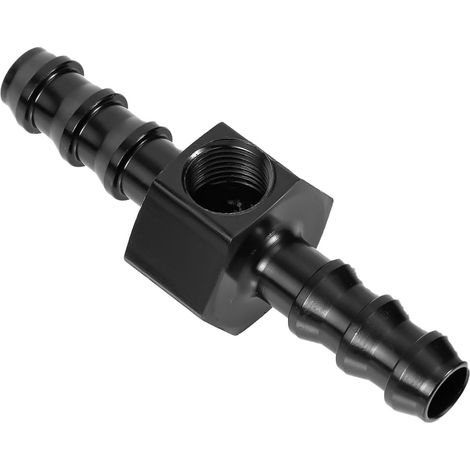 5/16 Barb Fuel Pressure Gauge Fitting Adapter, Premium Aluminum Inline Fuel Pressure Gauge Connectors 5/16 Fuel Pressure Sensor Gauge Port Adapter(Black) (1/5)