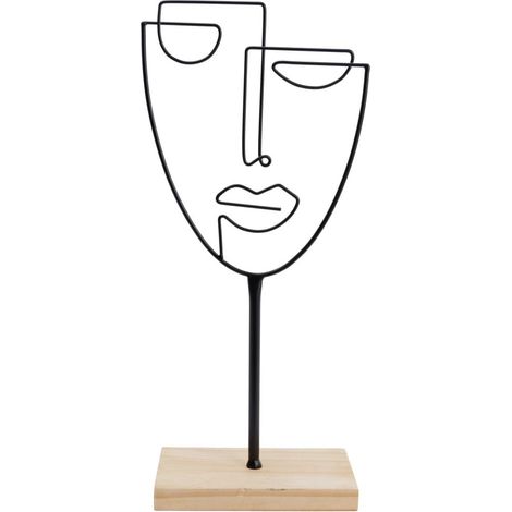 TrendLine Deko Gesicht Metall 44 x 20 x 10 cm schwarz Deko Silhouette