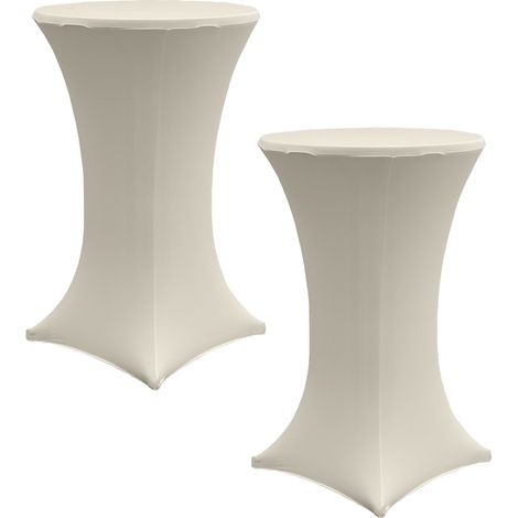 2x Stehtischhusse Stretch 70 cm beige Tischdecke Husse Bistrotisch Partytisch (1/5)