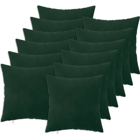 Coussin avec oreiller HEERLEN 12 pièces Vert foncé Velours vidaXL (1/5)