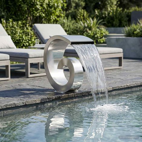 vidaXL Cascata da Piscina con Luce LED Acciaio Inox 304 (1/5)