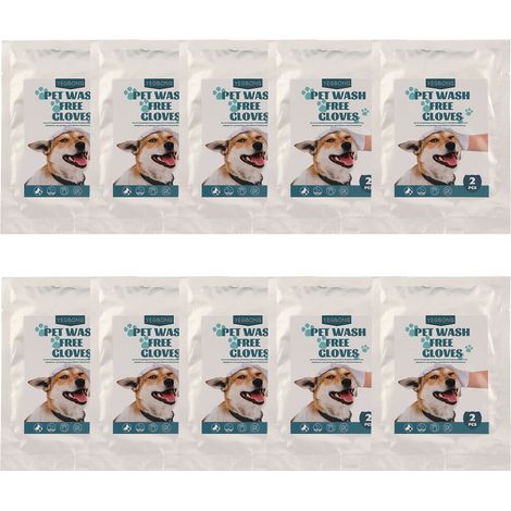 Gants de nettoyage SPA pour animaux de compagnie, 10 pièces, élimination des taches et des odeurs, gants de toilettage, lingettes pour chiens et chats (1/5)