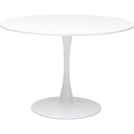 Table Schickeria, blanc, bois MDF, pied en acier, minimaliste, table a manger, table ronde pour 4 personnes, salle à manger, salon, bureau, Ø110 (1/5)