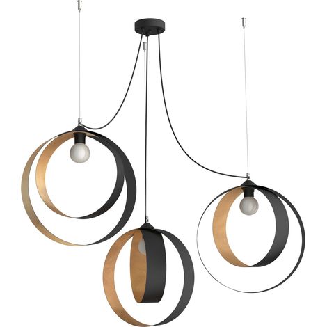 LUMICOM SHELL Sospensione, 3X E27, max 42W, metallo, nero foglia oro, D.40 (1/2)