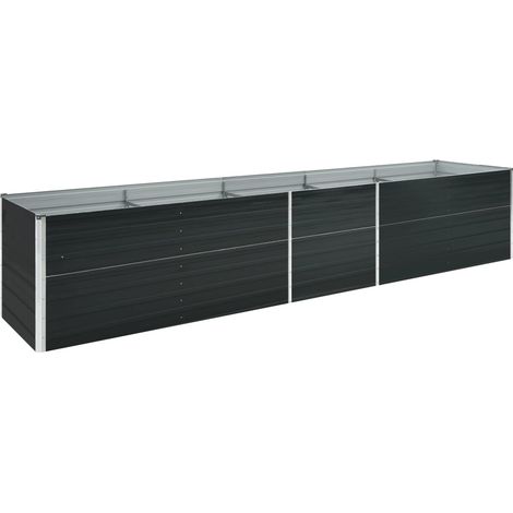 Fioriera rialzata piante fiori giardino acciaio zincato 400 x 80 x 77 cm antracite 020001119