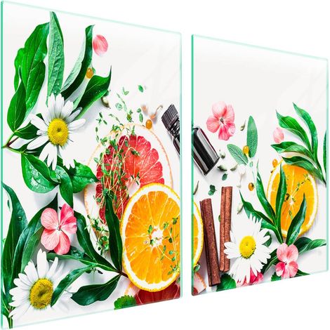 Plaque de protection en verre pour poêle 2x45x52 Fleur (1/5)