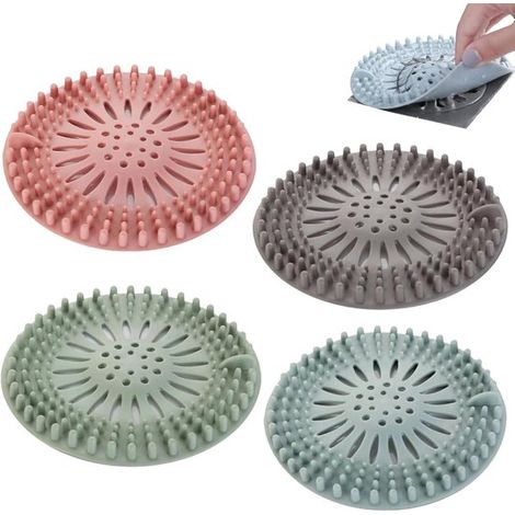 Tapón de desagüe, 4 piezas, Retenedor de pelo, Colador de ducha, Filtro de ducha, Filtro de pelo, Colador de lavabo, Tapón de desagüe anticabello (1/5)