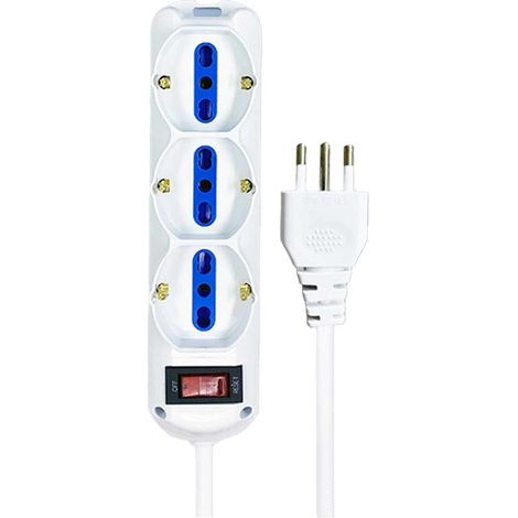 Multipresa Ciabatta Elettrica a 9 Posti 6 Prese 10A/16A + 3 Presa 10A/16A Bipasso Schuko con Interruttore e Spina 10A Cavo 1.5m Bianco