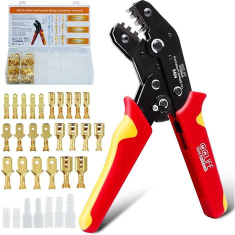 Pince à Sertir pour Cosses Plates avec Gaines de Protection Kit de Sertissage 0,5-2,5 mm² AWG 20-13 Connecteurs Électriques (1/5)