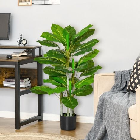 Pianta artificiale in vaso 95 cm con 33 foglie, decorativa in polietilene, verde, REDOM (1/5)