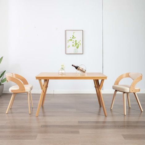 Esszimmerstühle 2 Stk. Creme Bugholz und Kunstleder