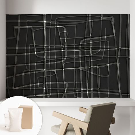 Fototapete - Tapete Vliestapete mit Kleber - Wandtapete Moderne Wandbild Schlafzimmer Wohnzimmer Abstrakte Linien 104x70 cm (1/5)