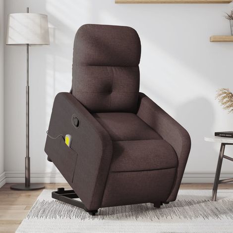 Fauteuil inclinable de massage-Chaise de relaxation-Fauteuil Relax Marron foncé Tissu 340419 (1/5)