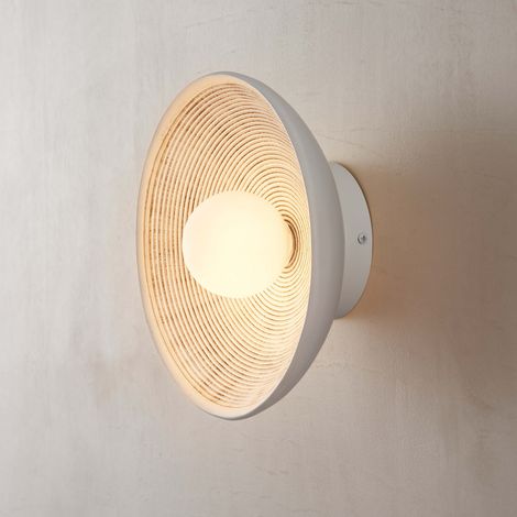 Runde Wandleuchte oder kleine Deckenleuchte beige und weiß 27 cm - Amaya (1/5)