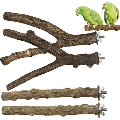 4 Pieces Wooden Branches Bird Cage Perches for Birds Natural Wood Toy Support Parakeet Holder for Oiseax Parrots Parrots Cockatiels (1/5)