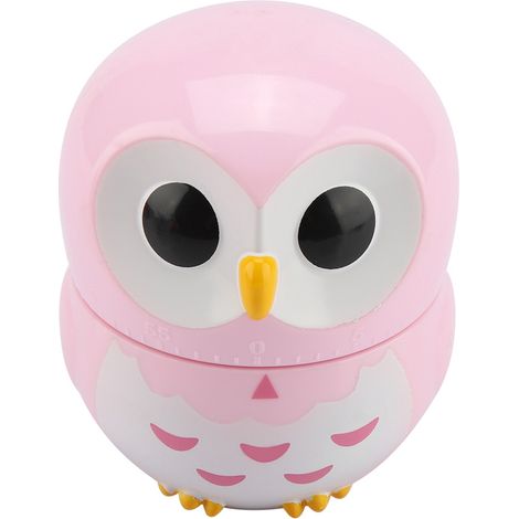 Minuteur de Cuisine Mécanique en Forme de Chouette Mignon - Compte à Rebours pour Cuisson (Rose) (1/5)