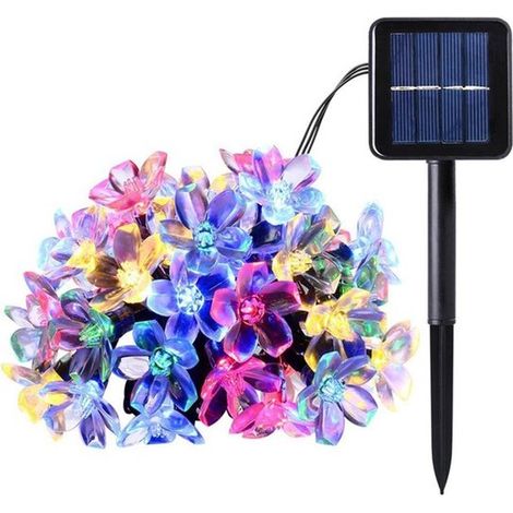 Guirnalda de luces solares con múltiples LED para vallas de jardín, patio, césped, jardín, decoración de fiestas, multicolor, 12 m, 100 LED (1/4)