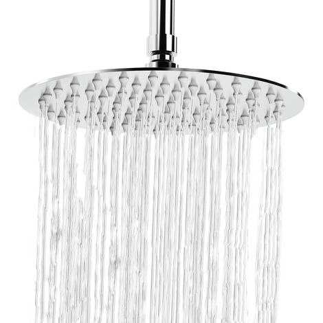Pommeau de douche rond de 20 cm (8 pouces) à effet pluie, G1/2, haute pression, pivotant, en acier inoxydable 304, remplacement pour pommeau de douche de salle de bain (1/5)