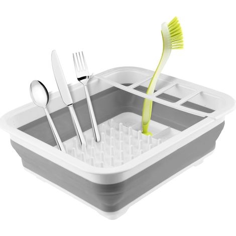 Égouttoir à vaisselle pliable haut de gamme - Égouttoir à vaisselle et à couverts pliable - Gain de place, idéal pour les petites cuisines, le camping et les voyages - Durable et léger - 37,5 cm x 29, (1/5)
