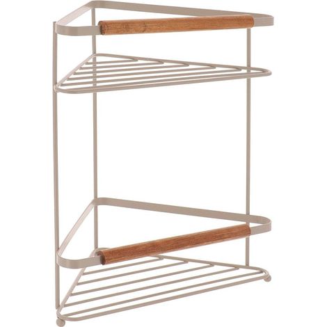 Scaffale angolare in metallo a 2 livelli acacia deco - beige - Tendance