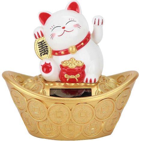 Chaton Fortune Maneki Neko Solaire Animé pour Décoration Maison Restaurant Boutique, Figurine Chat Qui Salue (1/5)