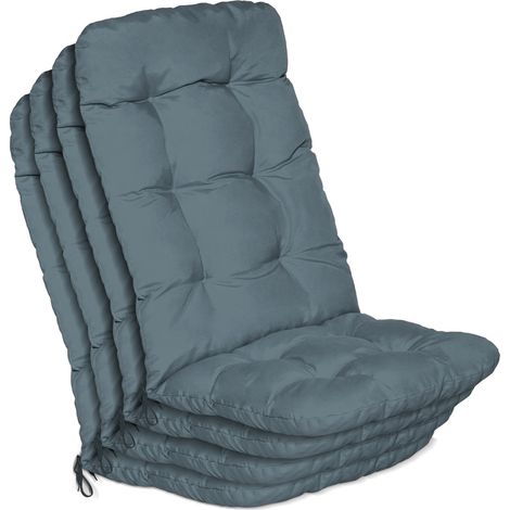 Lot de 4 coussins d'appui pour fauteuils à dossier haut Flair HL, 120 x 50 x 8 cm, bleu pigeon
