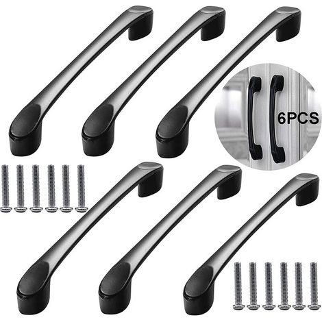 6 Stück Möbelgriffe 96mm Schrankgriffe aus Aluminiumlegierung für Schublade Kleiderschrank mit Schrauben Schwarz