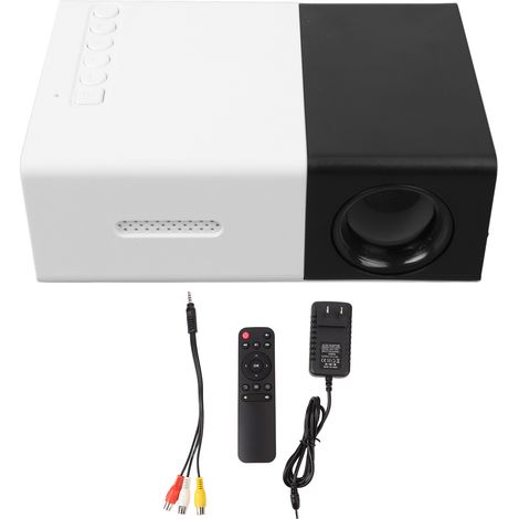 Tragbarer 1080p-HD-LED-Projektor für Kinder, einstellbarer Projektionswinkel, Heimkino, 100–240 V (US-Stecker), Schwarzweiß
