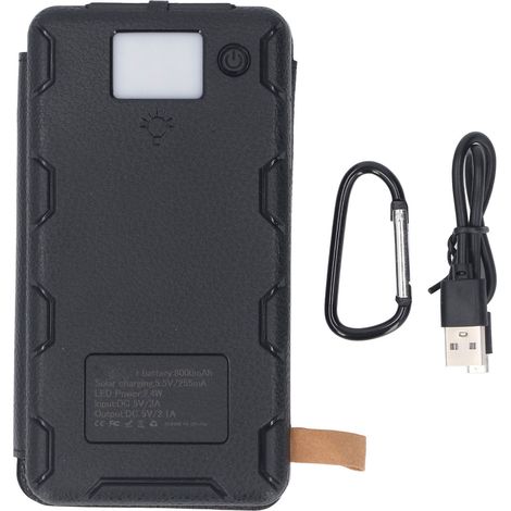 Ortviai Power Bank Solaire 8000 mAh avec 3 Panneaux, Charge Rapide USB-C PD et Étanche pour Extérieur (1/5)