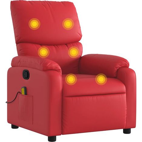 Fauteuil de massage inclinable en similicuir rouge (1/5)