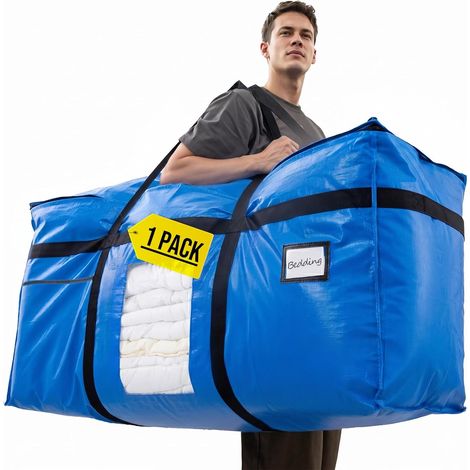 Sac de Déménagement Extra Large, Jumbo, Bleu et Transparent, 1 Paquet (1/5)