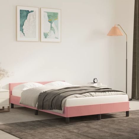 Lit adulte,Cadre de lit et tête de lit pour enfants,adolescents,Facile à Assembler Rose 120x200 cm Velours XZZ215178 (1/5)