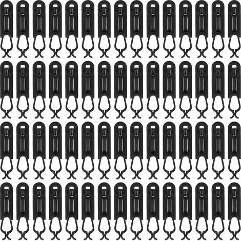 GARRYFIZH Lot de 60 clips pour guirlande lumineuse de Noël, en plastique souple, flexible et étanche, petits crochets noirs pour décoration de sapin.
