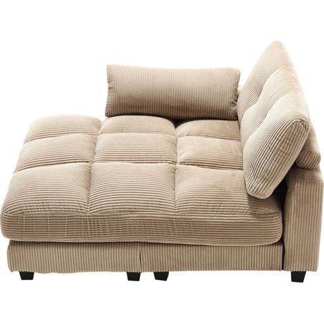 Sillón relax de pana beige con reposabrazos intercambiables, portavasos, bolsillo lateral y USB (1/5)