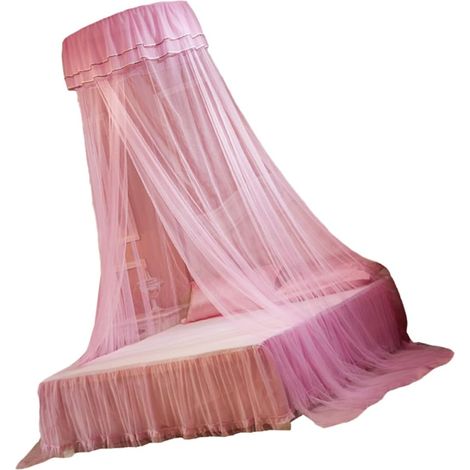 Moustiquaire en dentelle rose WOONEKY à suspendre au lit pour (1/5)