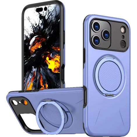 (Violet, pour iPhone 16 Pro Max) Étui de protection avec support magnétique pour voiture, étui de protection antichoc et chargement sans fil (1/4)