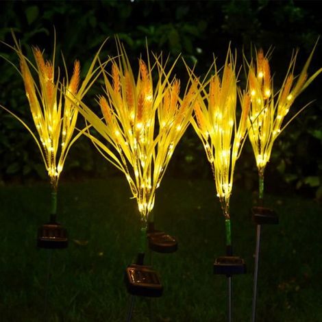 Lot de 2 Lampe solaire, Forme épi de blé, IP66, 80cm, Pour jardin, cour, pelouse (1/4)