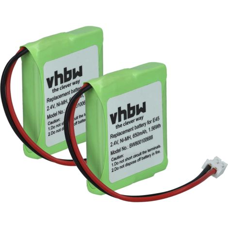 vhbw 2x Akku Ersatz für Siemens V30145-K1310-X382, S30852-D1751-X1 für schnurlos Festnetz Telefon (650 mAh, 2,4 V, NiMH)