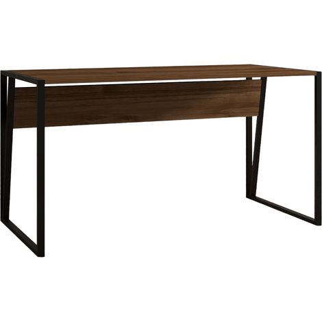 Frascati Schreibtisch, ein Regal, Farbton Walnuss, Strukturfarbe Schwarz, 140x70x74h cm Walnussbraun