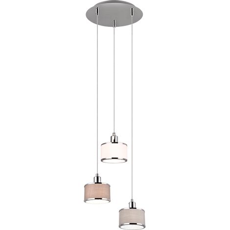 Suspension 3xe14 28w gris tissu chrome reglable ip20 - trio kaprun 80745836 80745836 80745836 80745836 80745836 80745836 80745836 (1/5)