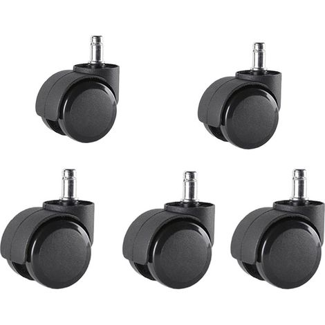 5er-Set Bürostuhlrollen 10 mm x 22 mm – Rollen für Hartböden bis 175 kg – Rollen für Drehstühle – Einfache, werkzeuglose Montage (1/5)