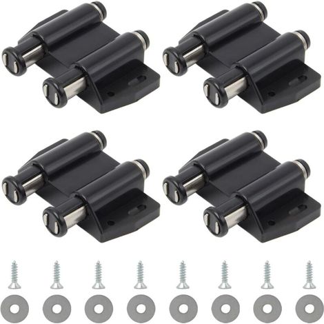 4 Pièces (Noir) Push to Open Aimant Loquet Magnétique à Pression Double Loquet de Porte Magnétique à Ressort Loquet Aimanté Placard en Plastique avec Vis pour Porte Armoire Tiroir (1/5)