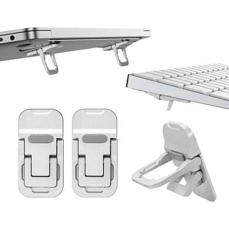 Lntyq Mini Support d'ordinateur Portable en Alliage pour Bureau, Support de Clavier d'ordinateur argenté, Support d'ordinateur Invisible Auto-adhésif pour Ordinateur Portable (1/5)