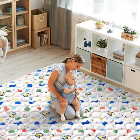 Tapis D'éveil Bébé Pliable Epais 150x180cm-Tapis de Motricité Favorisant Le Développement Sensoriel-Antidérapant-Tapis De Jeu Pour Enfant Bebe Mousse (1/5)