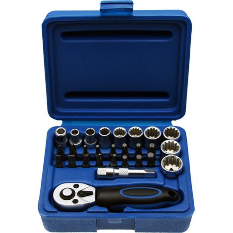Mini Knarrenkasten 28-teilig 1/4 Zoll Multi Nüsse 5 bis 13 mm und Bits