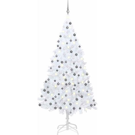 Künstlicher Weihnachtsbaum mit Beleuchtung & Kugeln Weiß 240 cm (1/5)