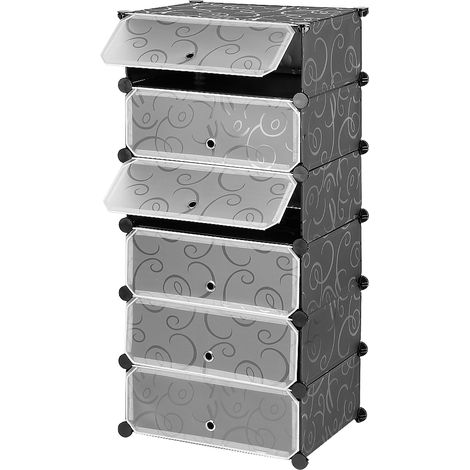 Scaffale Portaoggetti Modulare,Armadio,Scarpiera Salva Spazio in Plastica,6 Cubi1104535cm (1/5)