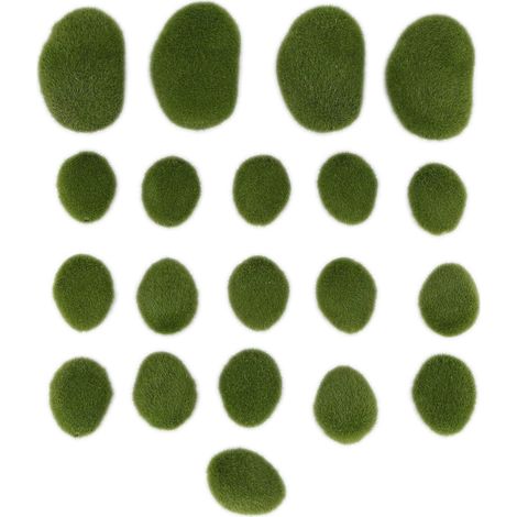 Set of 20 decorative moss-effect stones in 2 sizes (1/5)