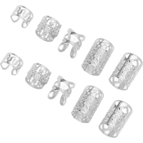 200 perles de cheveux en alliage flexible, anneaux décoratifs exquis et tendance pour cheveux, accessoire de coiffure argenté pour mariage et soirée (1/5)